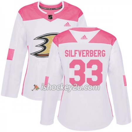 Dame NHL Anaheim Ducks Trøje Jakob Silfverberg 33 Adidas 2017-2018 Hvid Lyserød Fashion Authentic
